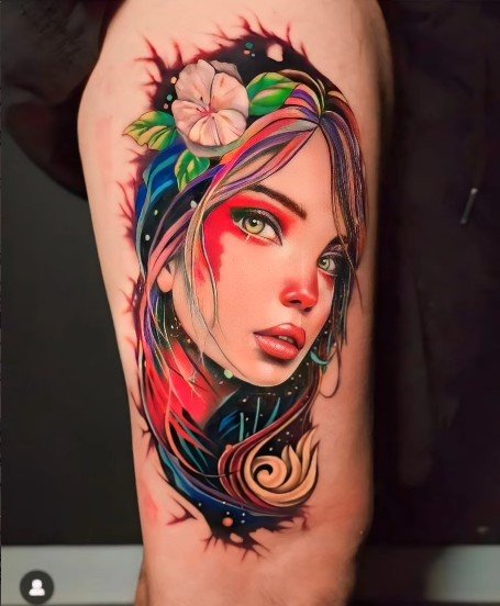 Color portrait, realistic tattoo